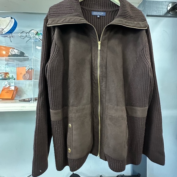 Jones New York Signature Woman Brown Zip Front Jacket Sweater – Size 3X - Picture 2 of 7